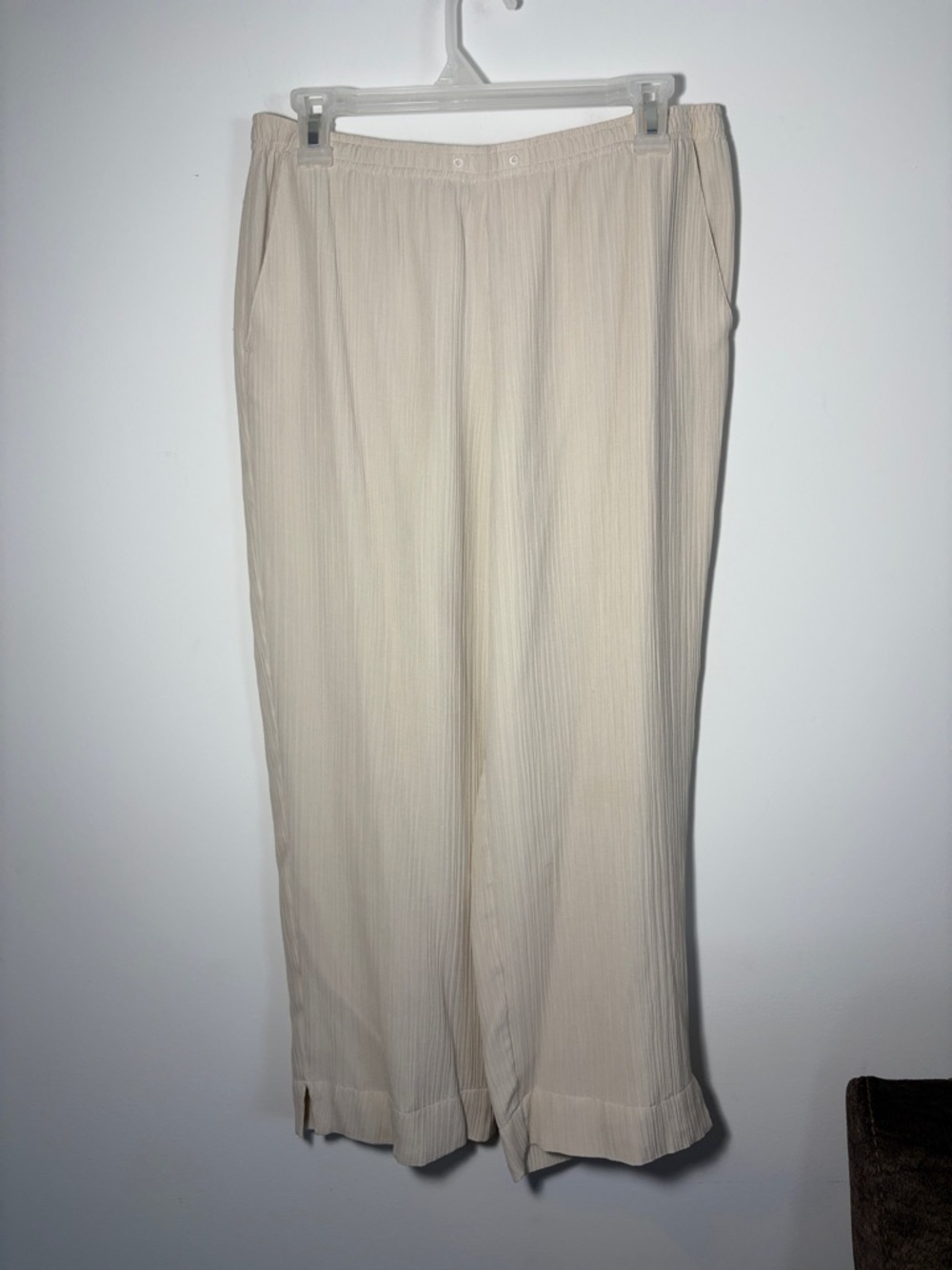 Tommy Bahama Vintage Silk & Cotton Cream Wide Leg Pleated Pants - M